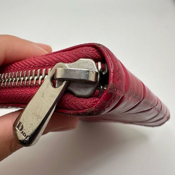 Dior Cannage Pink Patent Leather Compact Wallet Zippy Full Zip - Picture 3 of 14